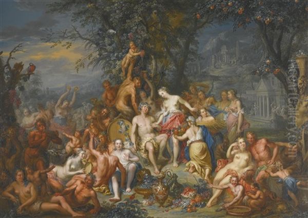 Bacchus And Pomona Oil Painting by Franz Christoph Janneck