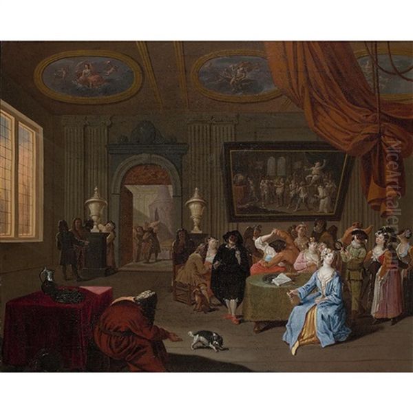 Scene De Bal Costume Dans Un Interieur Oil Painting by Franz Christoph Janneck