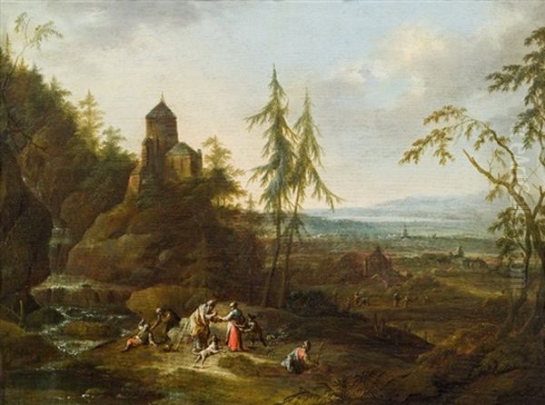 Landschaften (pair) Oil Painting by Franz Christoph Janneck