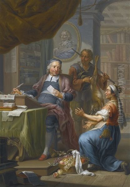 An Agent Collecting Taxes From A Hunter And A Farmer's Wife by Franz Christoph Janneck