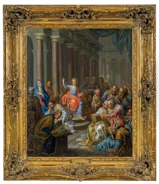 Christus Und Die Schriftgelehrten Im Tempel Oil Painting by Franz Christoph Janneck