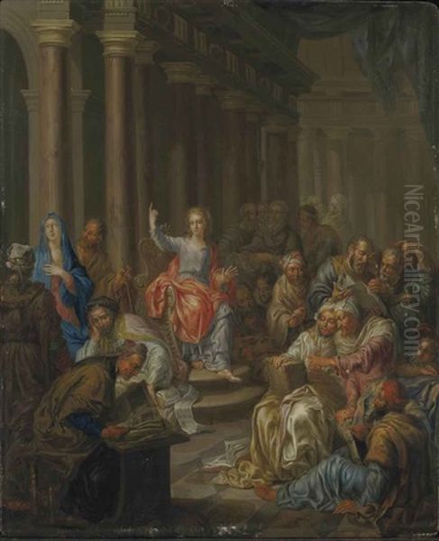 Jesus Parmi Les Docteurs Oil Painting by Franz Christoph Janneck