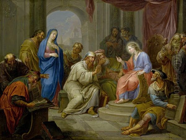 The Adoration Of The Magi (+ Christ Amongst The Doctors; Pair) Oil Painting by Franz Christoph Janneck