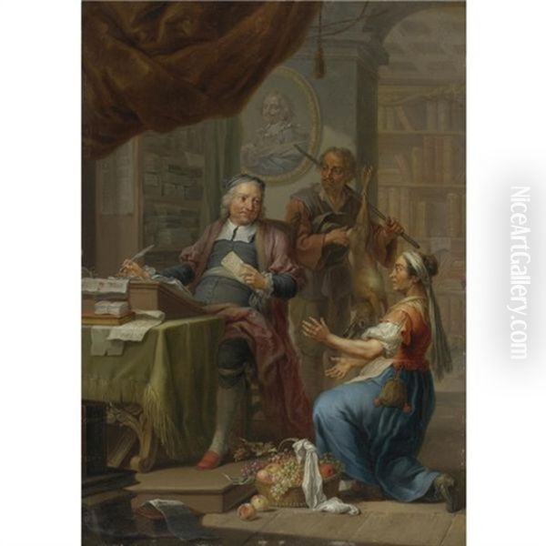 A Money Lender Oil Painting by Franz Christoph Janneck