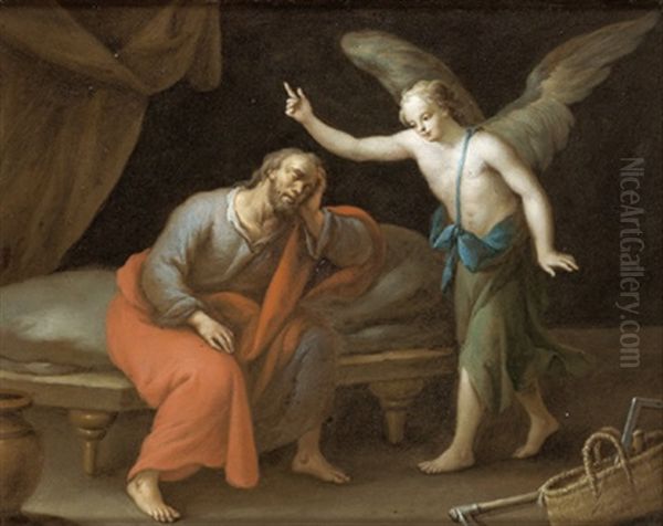 Der Traum Josephs (+ Die Befreiung Petri; Pair) Oil Painting by Franz Christoph Janneck