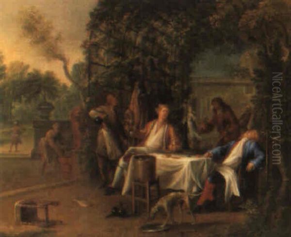 Sommerliches Festmahl Oil Painting by Franz Christoph Janneck