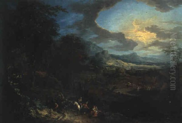 Ruinenlandschaft Mit Figurenstaffage Oil Painting by Franz Christoph Janneck