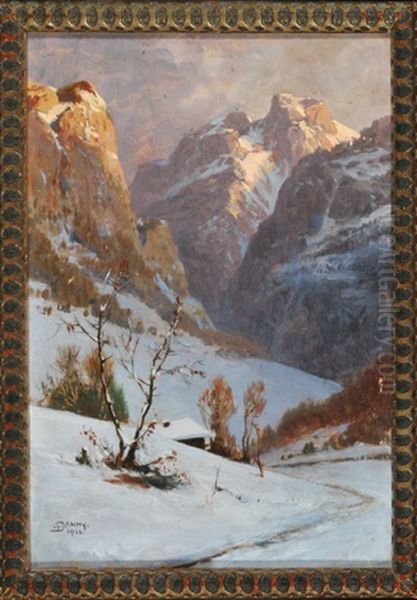 Verschneites Hochgebirge Oil Painting by Georg Janny