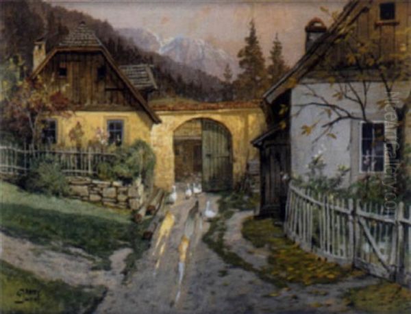 Haus Auf Der Rax Oil Painting by Georg Janny