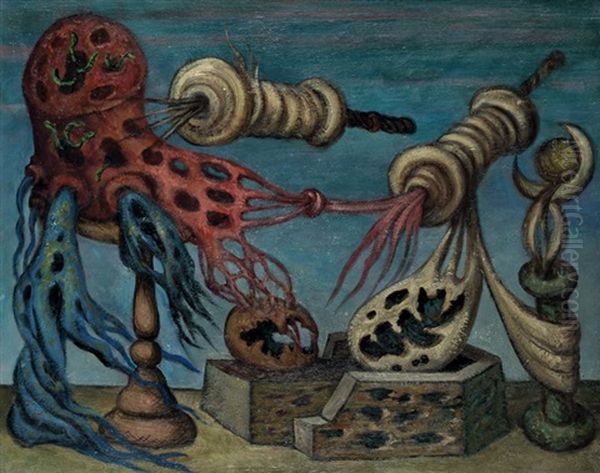 Surrealisticka Kompozice Oil Painting by Frantisek Janousek