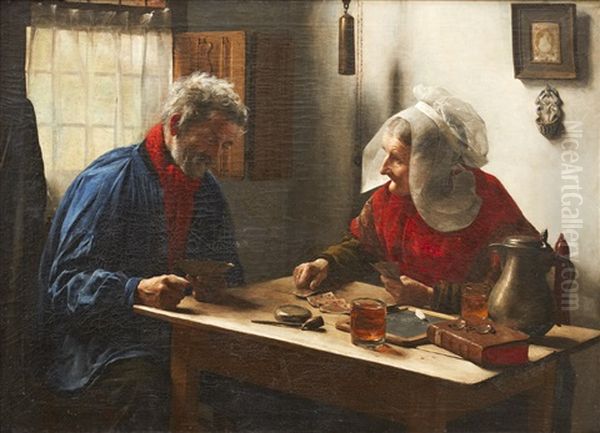 The Card Players Oil Painting by Edouard De Jans