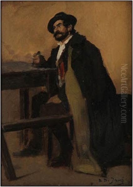 Homme A Table Oil Painting by Edouard De Jans