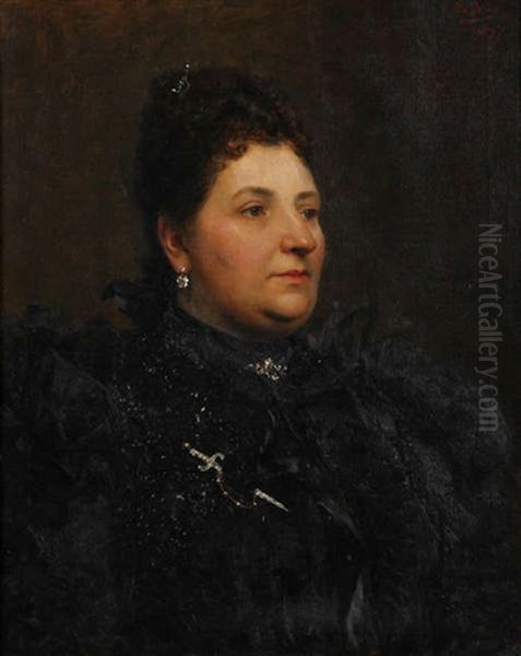 Portrait D'une Dame Oil Painting by Edouard De Jans