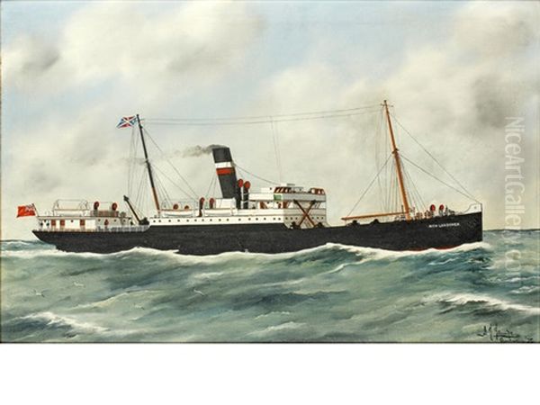 The Ss Londoner At Sea Oil Painting by Alfred Jansen