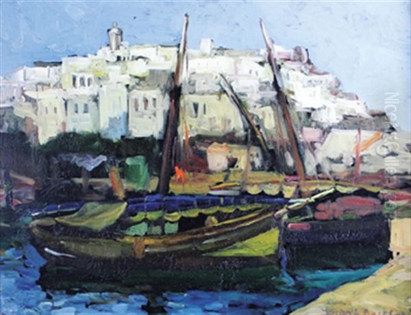 Voiliers Dans Le Port De Tanger Oil Painting by Dirk Jansen