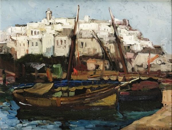 Voiliers Dans Le Port De Tanger Oil Painting by Dirk Jansen