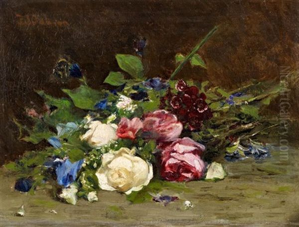 Stillleben Mit Rosen Oil Painting by Frederick Johannes Frits Jansen