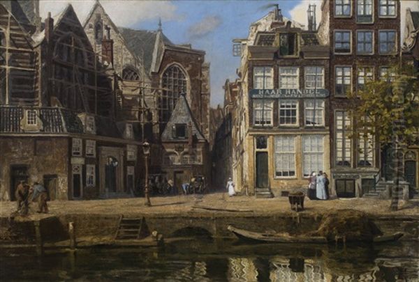 View Of Amsterdam: The Oude Kerk Oil Painting by Hendrik Willebrord Jansen