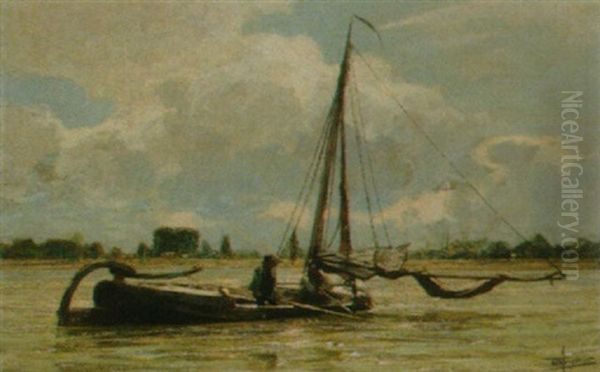 Flusspartie Mit Fischern Oil Painting by Hendrik Willebrord Jansen