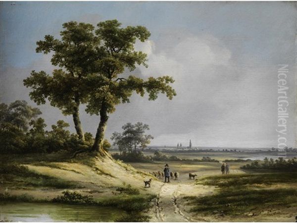 Landschaft Mit Figurenstaffage Oil Painting by Johannes Mauritz Jansen