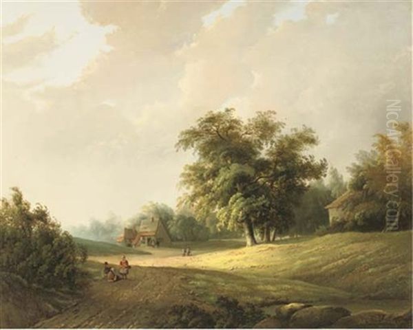 A Summer Afternoon In The Country Oil Painting by Johannes Mauritz Jansen