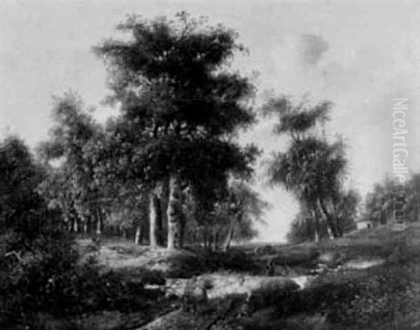 Romantische Waldlandschaft Oil Painting by Johannes Mauritz Jansen