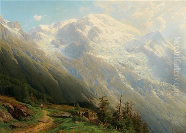 A View Of The Mont Blanc Oil Painting by Joseph Jansen