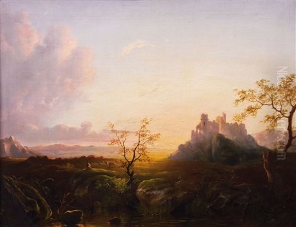 Landschaft In Abendstimmung Oil Painting by Joseph Jansen