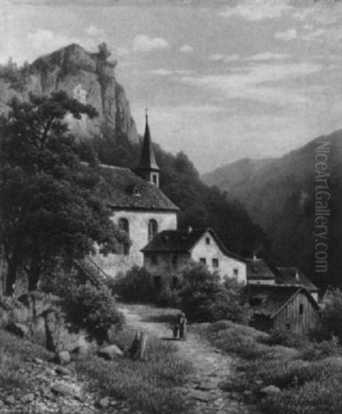 Blick Auf Martinstein An Der Nahe Oil Painting by Joseph Jansen