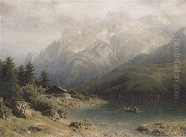 Der Eibsee Mit Der Zugspitze Oil Painting by Joseph Jansen