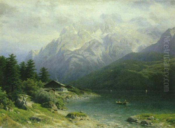 Der Eibsee Mit Der Zugspitze Oil Painting by Joseph Jansen