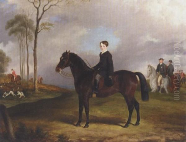 Boy On His Hunter At A Meet Oil Painting by John Barwick