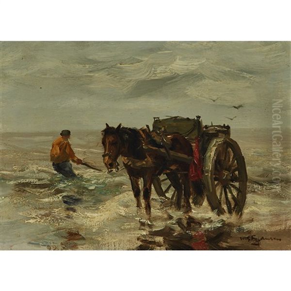 Schelpenvisser Op Het Strand (shell Fishermen On The Beach) Oil Painting by Willem George Frederik Jansen