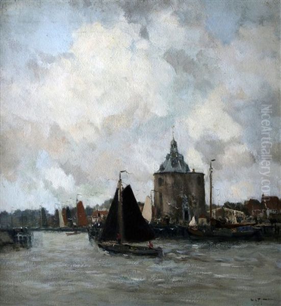 Gezicht Op Enkhuizen Vanaf Het Water by Willem George Frederik Jansen