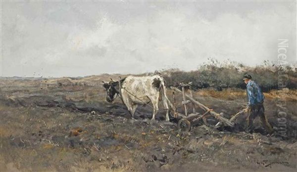 Ploughing The Fields Oil Painting by Willem George Frederik Jansen