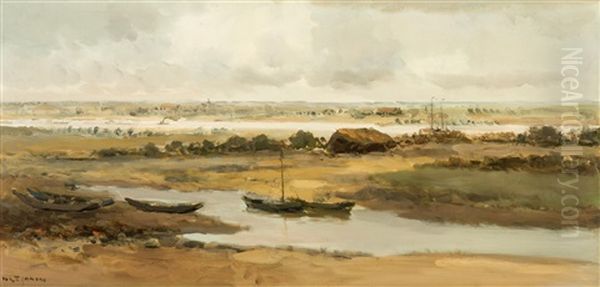 The River Waal Near Nijmegen Oil Painting by Willem George Frederik Jansen