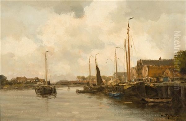 View Of The City On The River Oil Painting by Willem George Frederik Jansen