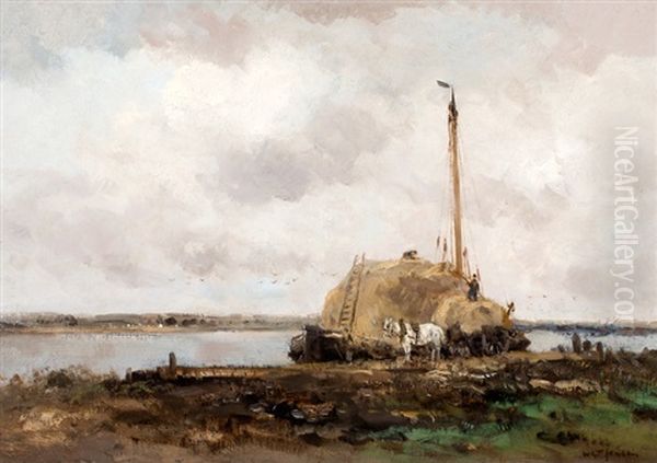 Hooischuit Aan Rivieroever Oil Painting by Willem George Frederik Jansen