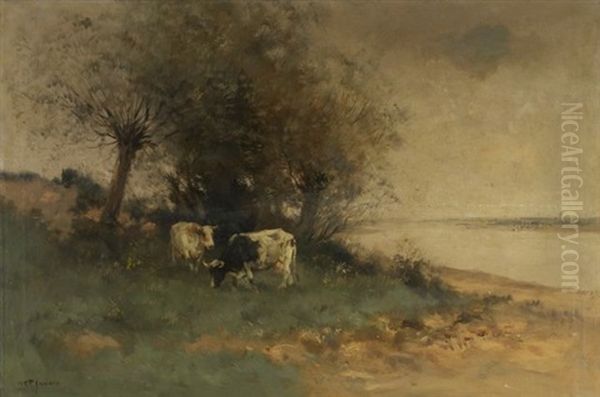 River Landscape Oil Painting by Willem George Frederik Jansen