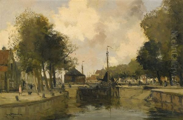 Kanalmotiv Oil Painting by Willem George Frederik Jansen