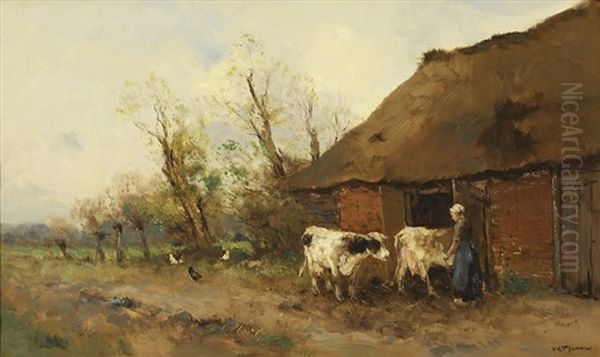 Op Stal Zetten (sold With 194b; Set Of 2) Oil Painting by Willem George Frederik Jansen