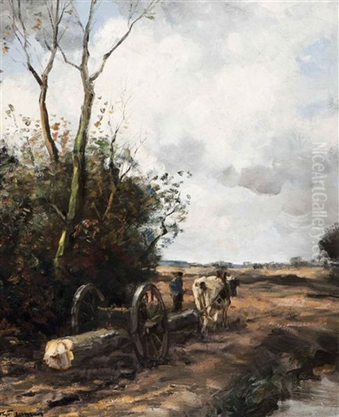 The Pulling Of The Logging Wheels Oil Painting by Willem George Frederik Jansen