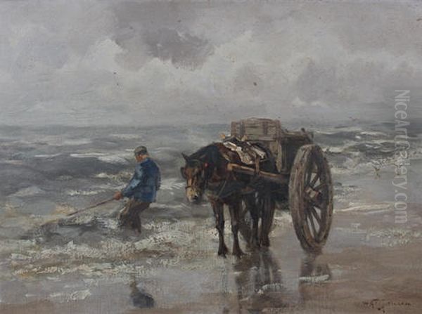 Shrimping Along The Shore Oil Painting by Willem George Frederik Jansen