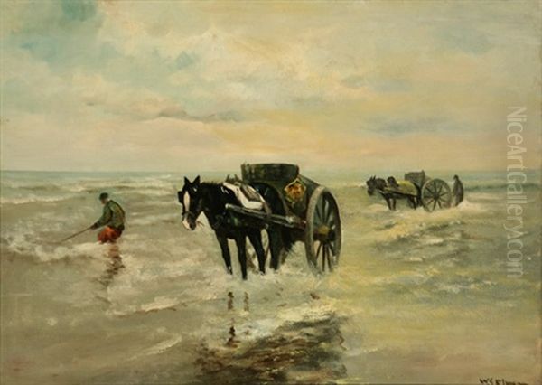 In The Surf Oil Painting by Willem George Frederik Jansen