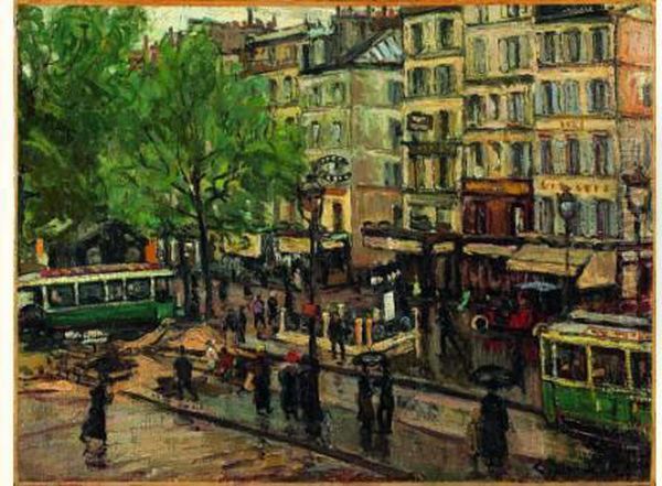 Jour De Pluie Sur Paris Oil Painting by Georges Barwolf