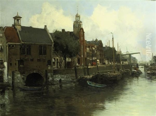 The Aelbrechtskolk In Delfshaven, Rotterdam Oil Painting by Willem George Frederik Jansen