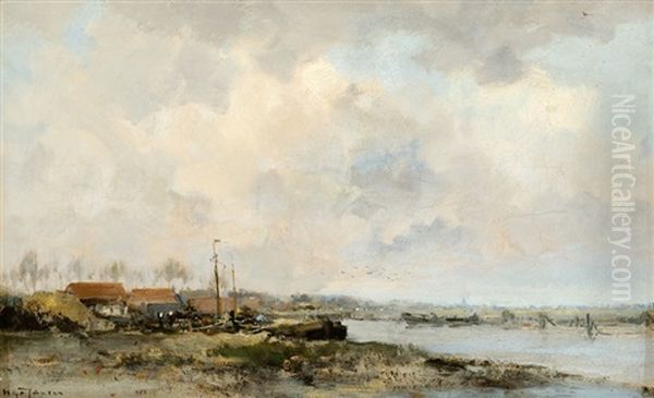 River Scene by Willem George Frederik Jansen