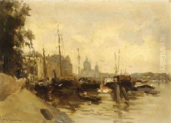 Inner Harbour Oil Painting by Willem George Frederik Jansen