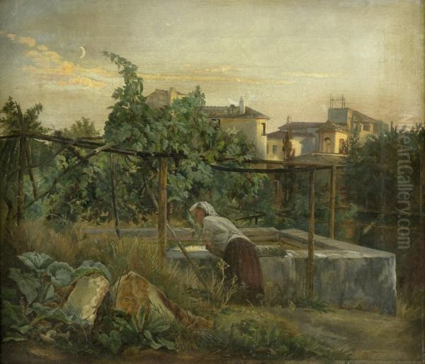 Italienisches Madchen Am Brunnen Oil Painting by Eduard Robert Bary