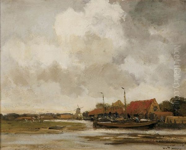 Dutch Landscape Oil Painting by Willem George Frederik Jansen